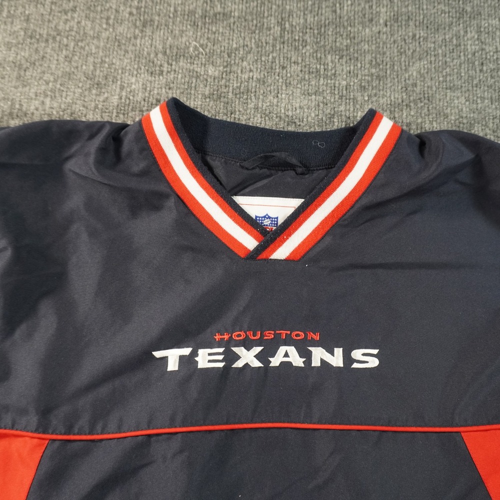 NFL Houston Texans Windbreaker Men XXL Navy Blue Red V-Neck Pullover Jacket